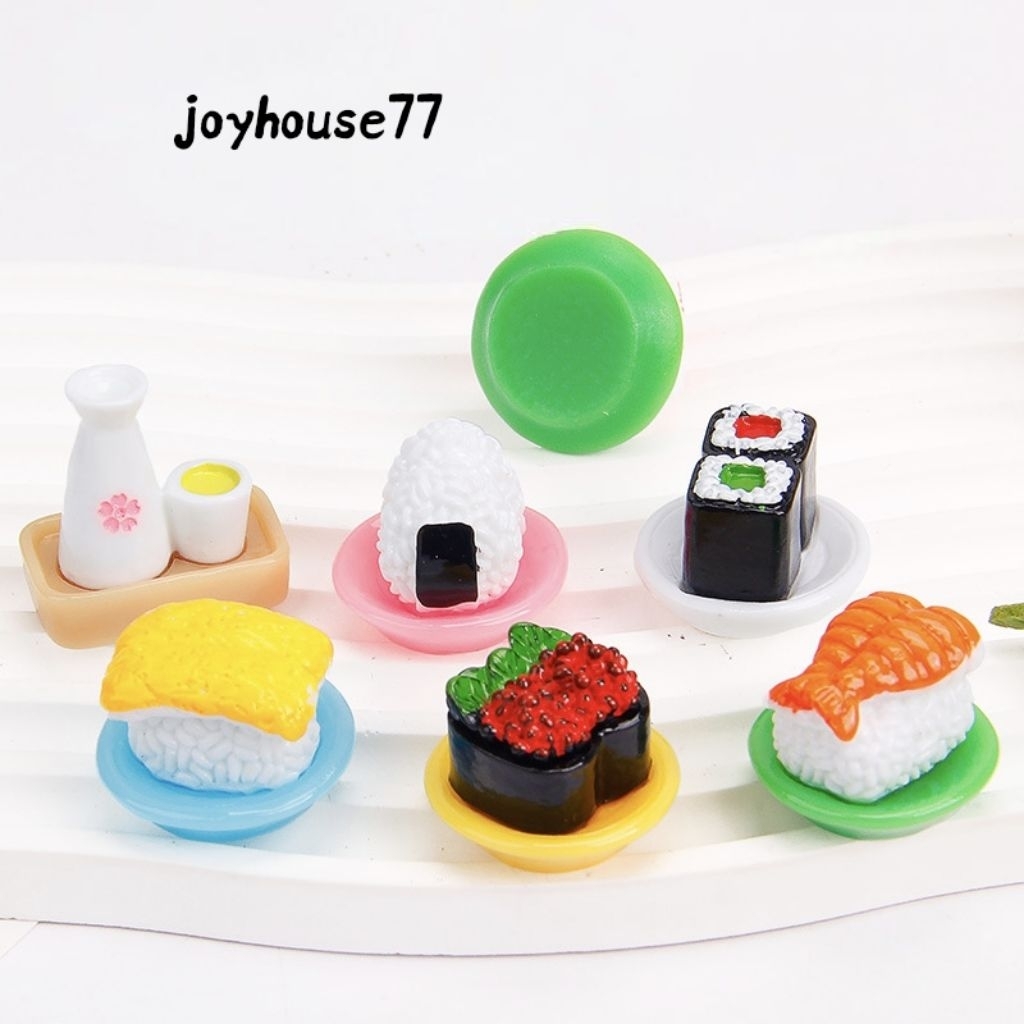 1pc Miniatur shusi makanan minuman Jepang onigiri salmon kimbab Rumah boneka Dollhouses Topper Kue r