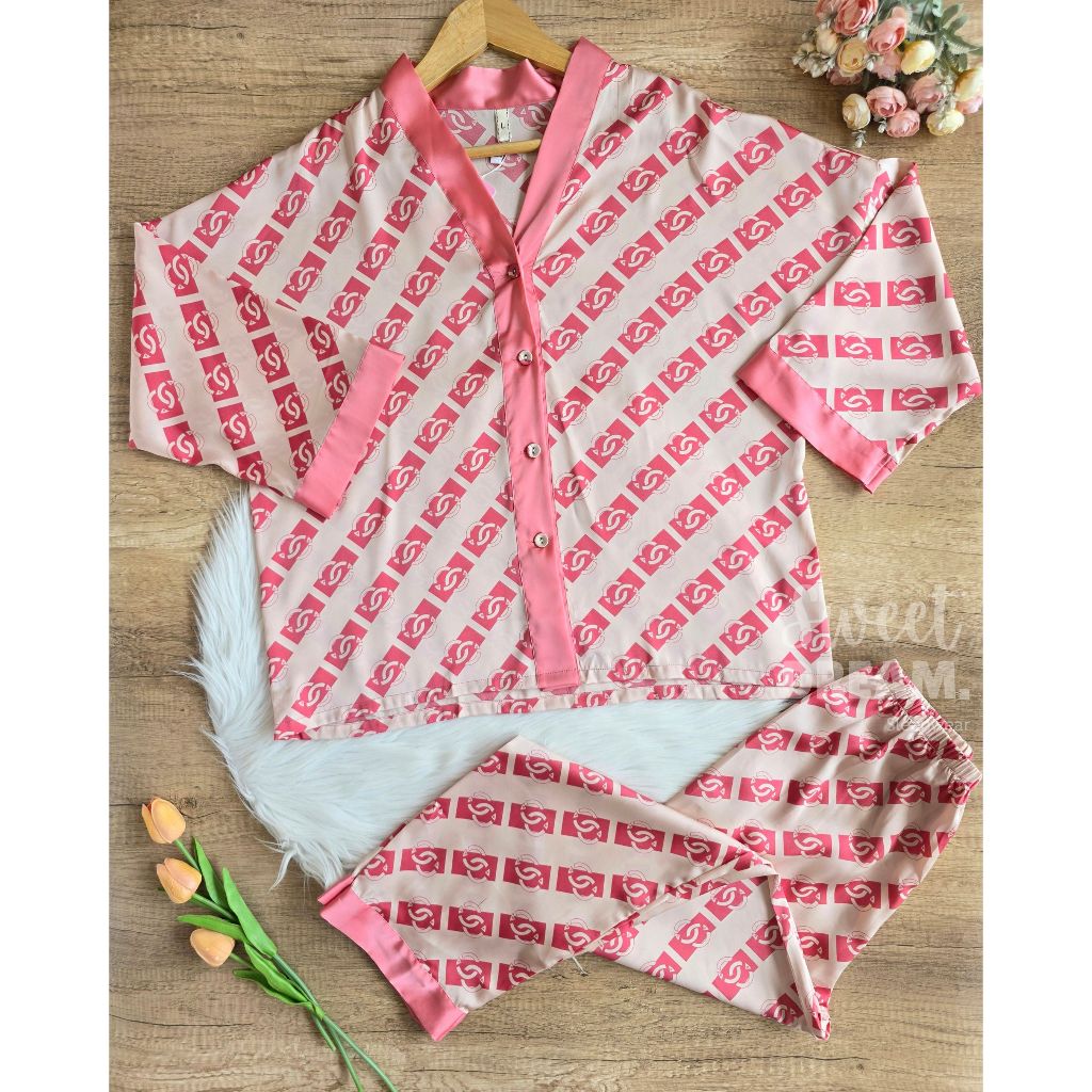Piyama Satin Premium Lengan Panjang | Setelan Baju Tidur Wanita Elegan & Nyaman 58013227 pink