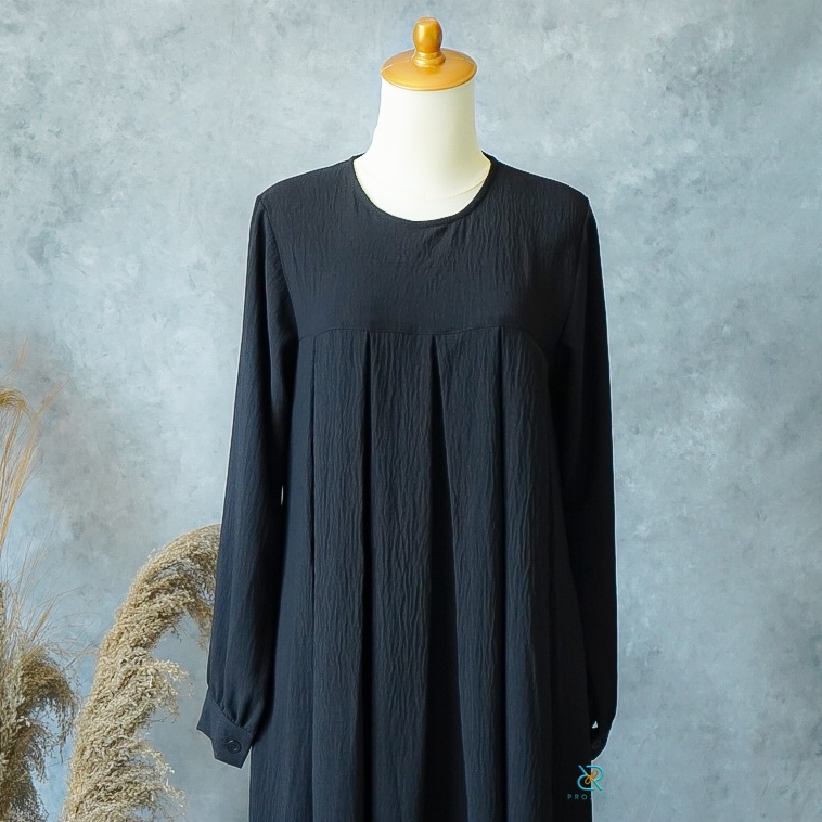 gamis remaja bahan crinkle model elegant dress simple remaja