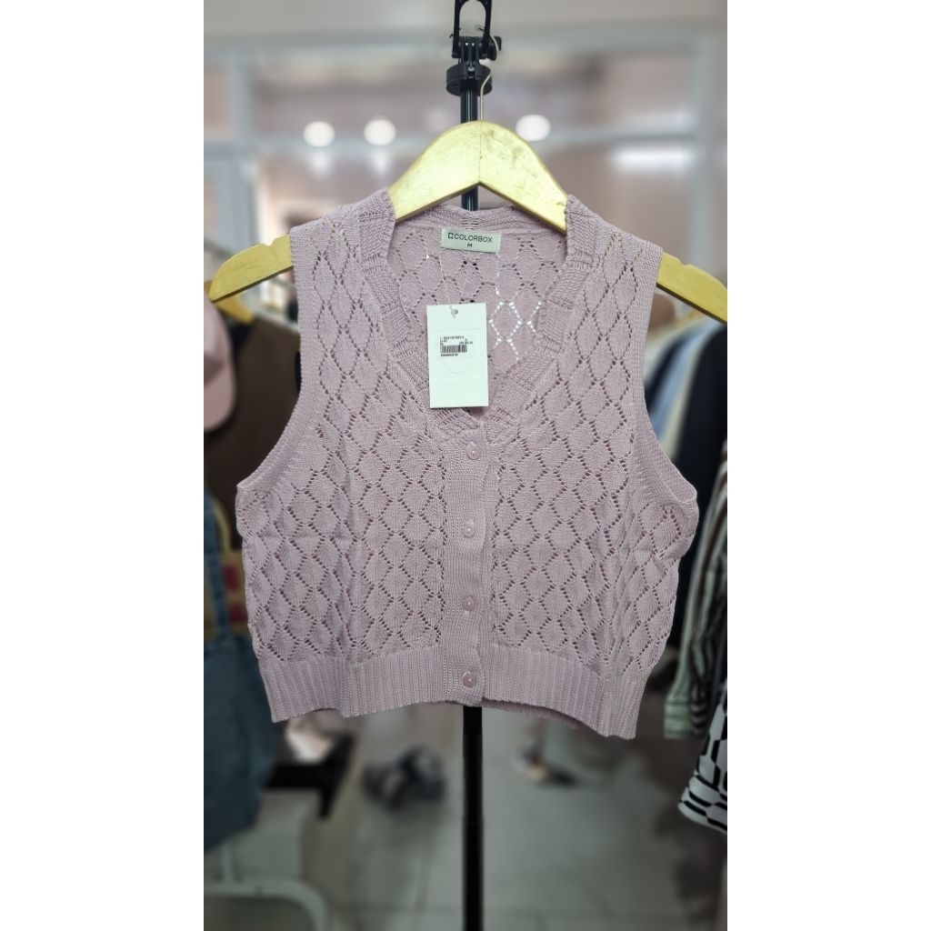 COLORBOX VEST KNIT CROP ROMPI RAJUT WANITA