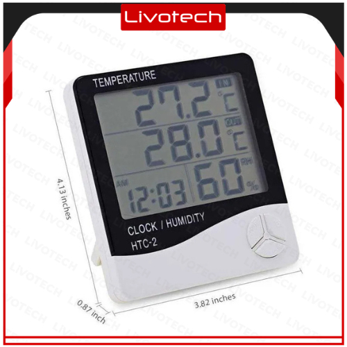Hygrometer Termometer Indoor Digital Jam Pantau Suhu Kelembaban Waktu — 10