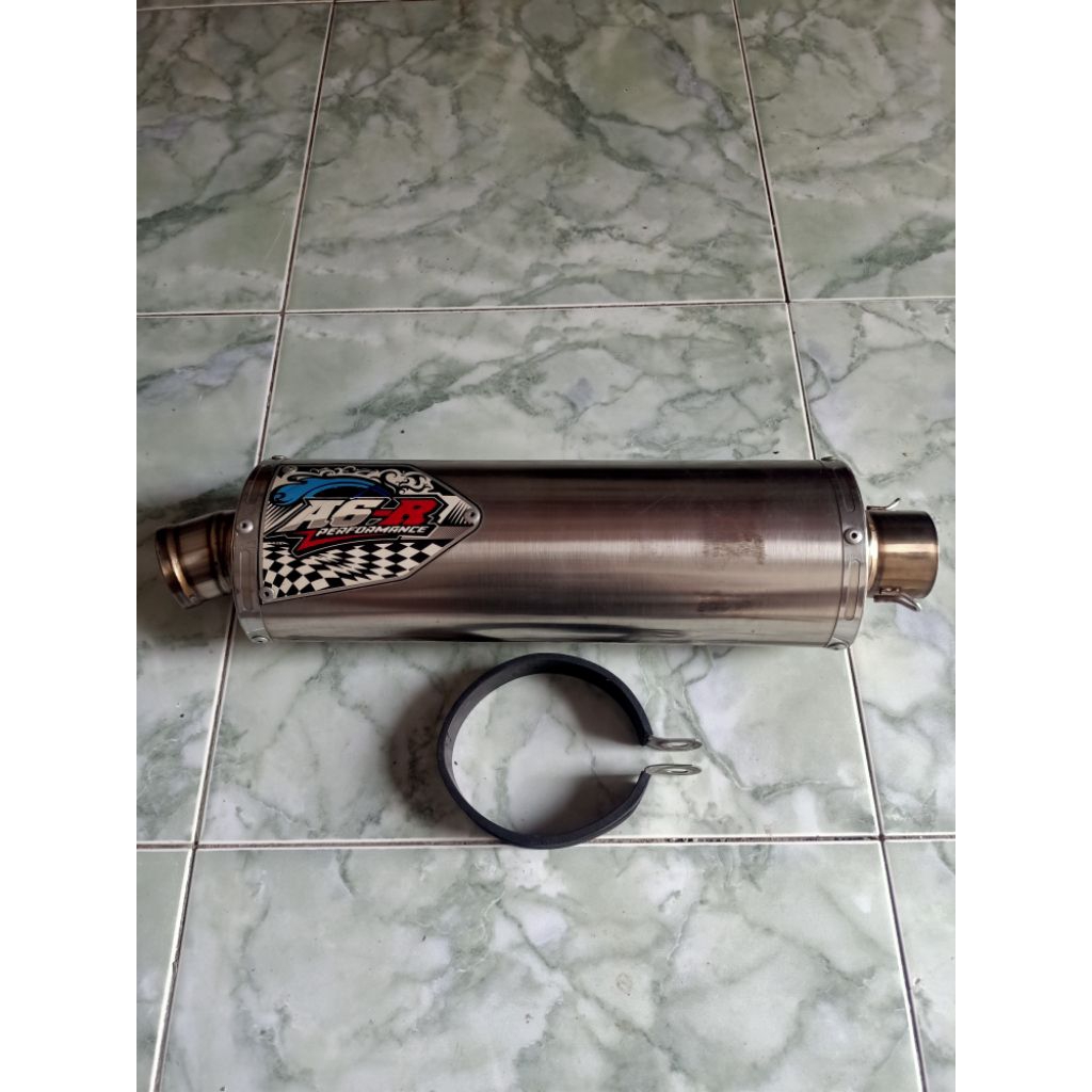 silincer silencer knalpot big volume Oval long 46CM saringan 36cm merk A6-R Performance full stainle