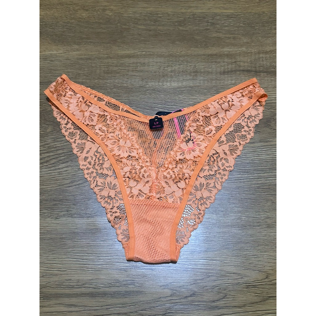 La senza Diva Mini Cheeky Apricot Crush Panties LaSenza Sexy Cut Out Lace with Accessories Panty Cel