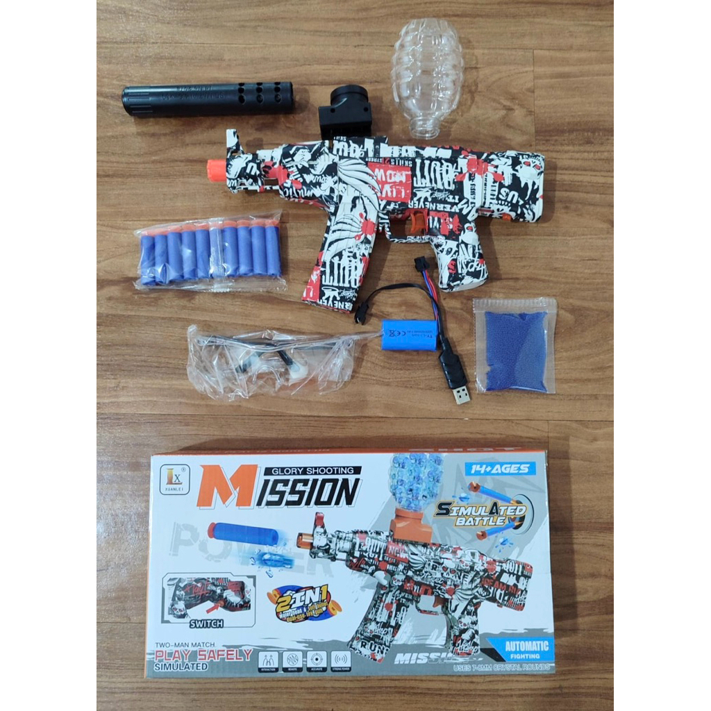 Mainan Tembakan Water Gel 2 in 1 Water Gel dan Soft Bullet Puru Busa Blaster Assault Rifle Sniper Ri