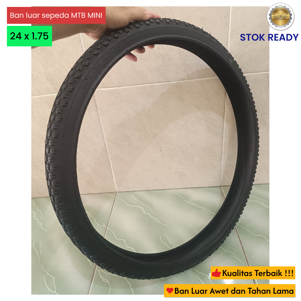 Ban Luar Swallow 24 x 1.75 - Ban Sepeda 24 Mini & MTB 24 Hitam Polos Nylon Lentur