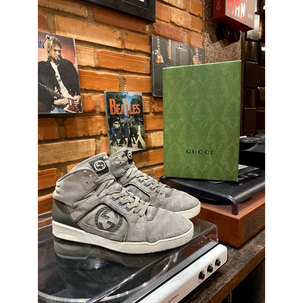 Gucci GG Interlocking Suede High Top Leather Sneakers Original Authentic Legit Check Poizon