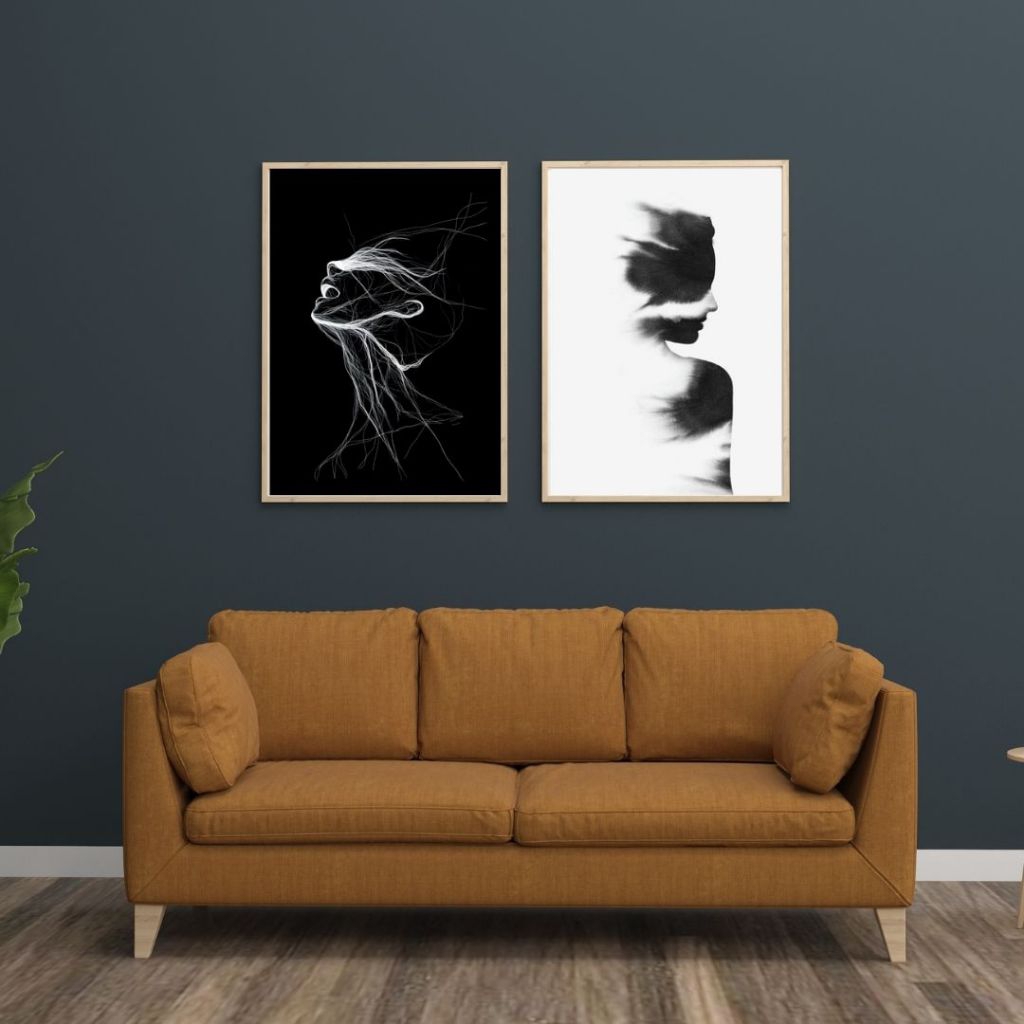 Poster Aesthetic Siluet Abstrak Hitam Putih
