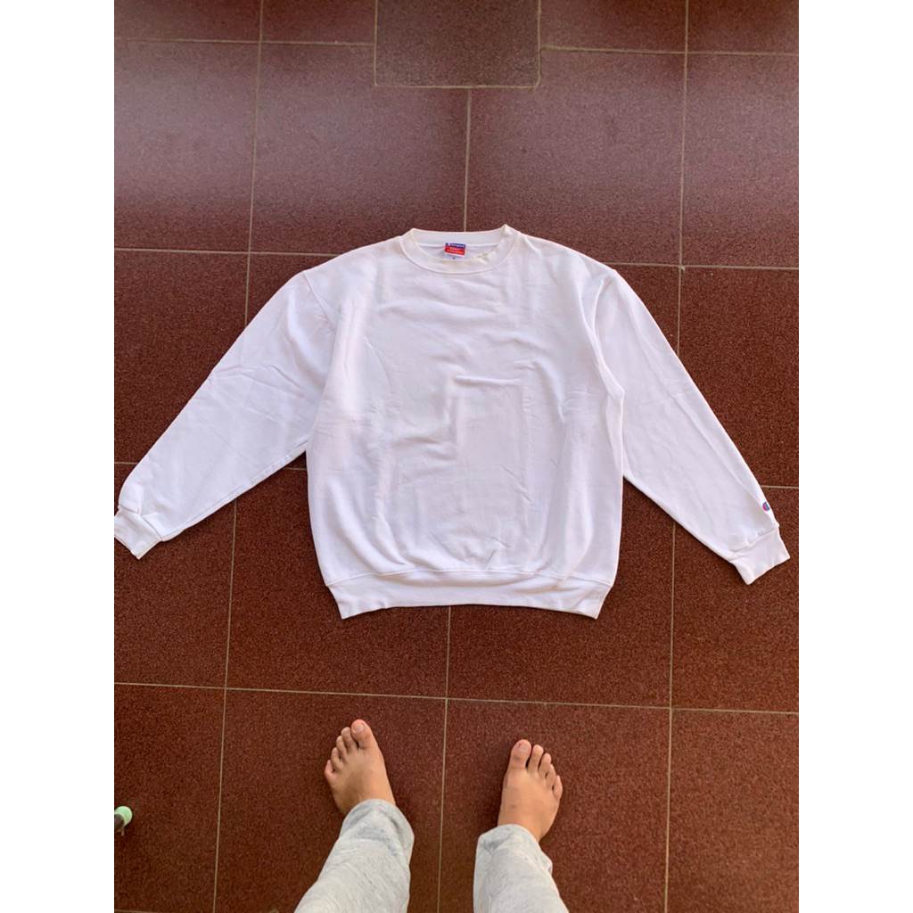 Crewneck brand Champion unisex pria wanita  oversize putih white