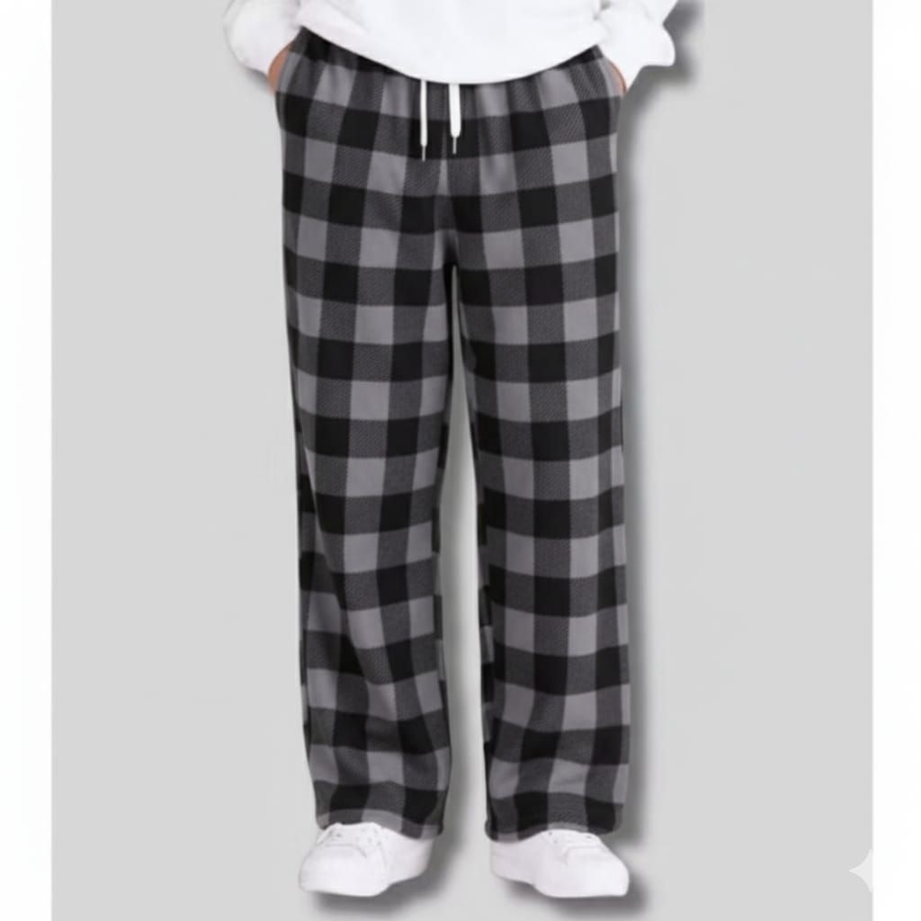 Celana Panjang Pria Baggy Pants Flanel Kotak Kotak Korean Style
