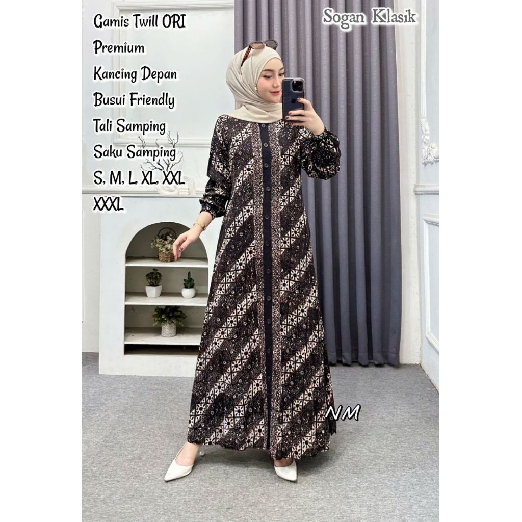 Gamis Twill Ory/Gamis Twill Ory Pekalongan/Gamis Twill Busui Resleting/Kancing Depan/Gamis Twill Ter