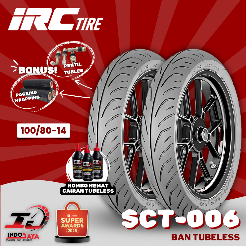 [READY COD] BAN LUAR TUBELESS IRC SCT-006 (100/80-14) BAN LUAR MOTOR MATIC / VARIO / NEX / FINO / BE