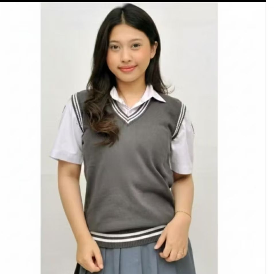 vest rompi rajut knit list korea  bahan tebal premium/seragam sekolah pria/wanita SMP/SMA//M/L/XL/XX