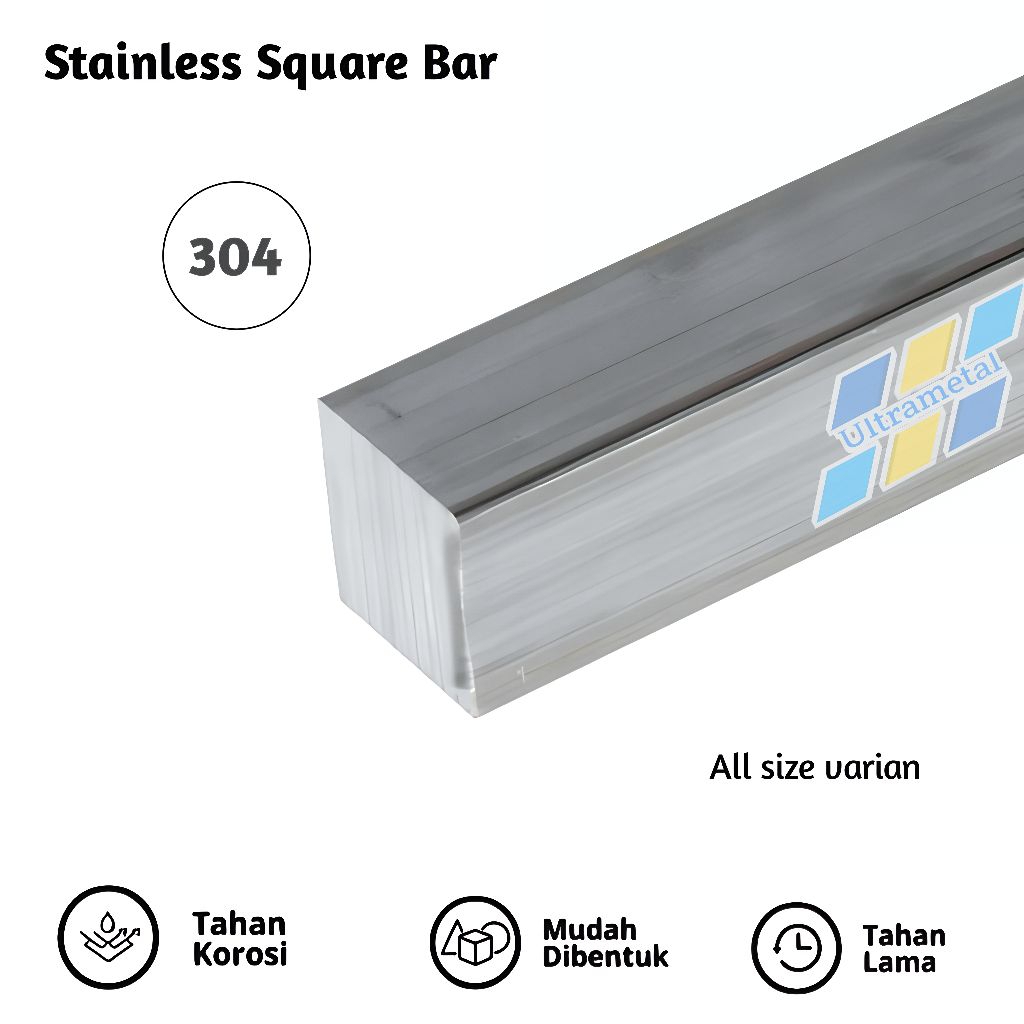 AS STAINLESS 304 SEGI EMPAT | 25MM X 25MM PER 1CM | AS SS304 KOTAK