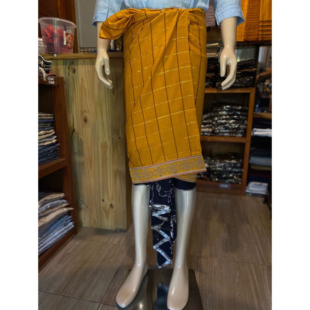 saput/kampuh endek warna kuning dan putih tepi bordir semi songket/ motif terbaru/best seller/murah