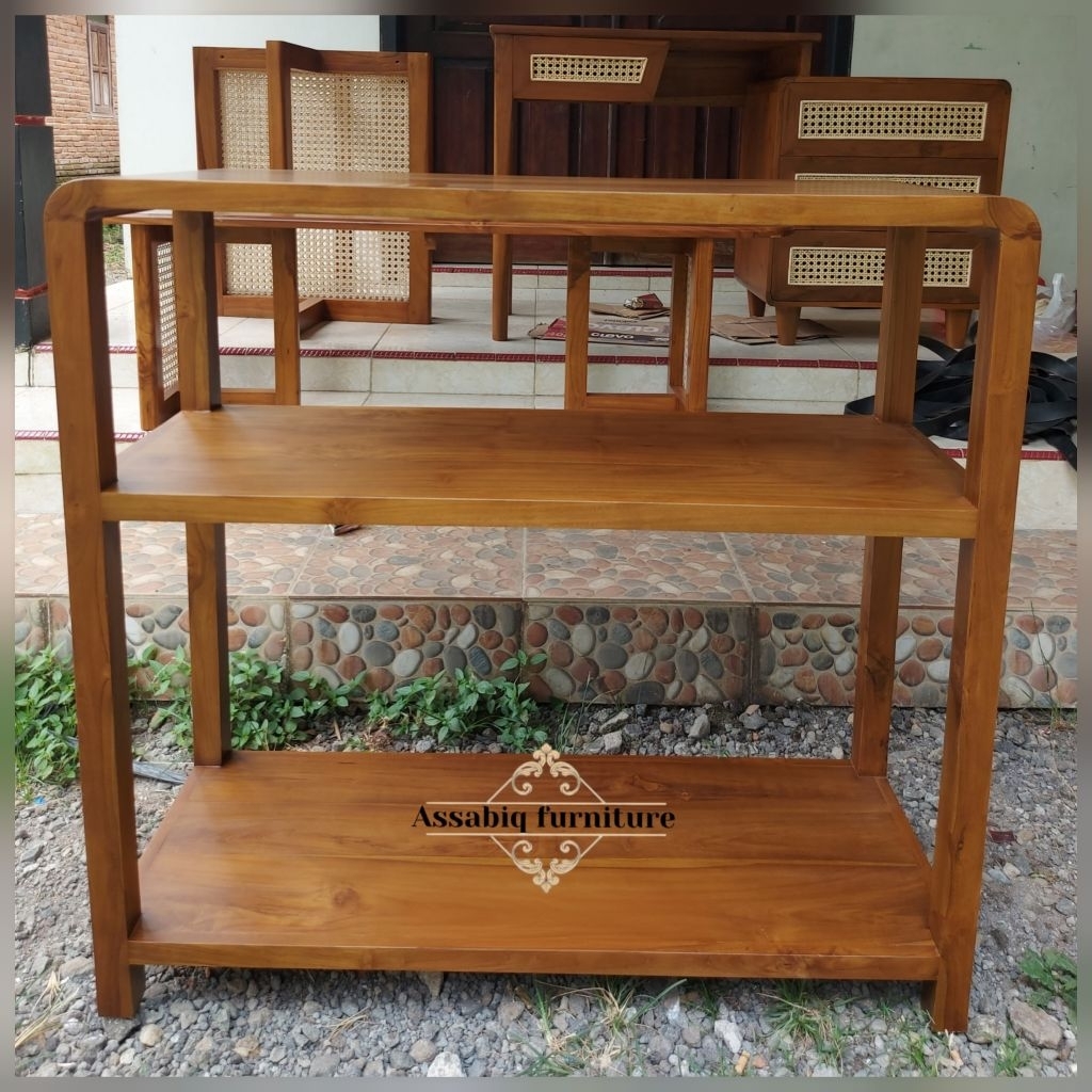 Rak serbaguna kayu jati minimalis - rak sepatu minimalis kayu jati asli - rak kayu jati mebel jepara