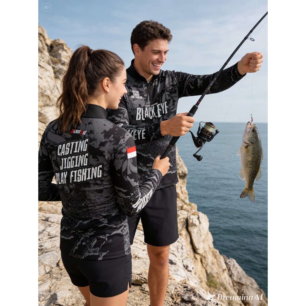Jersey Mancing Premium Black Eye Lengan Panjang | Baju Fishing Dry Fit Anti UV | Kaos Mancing Distro