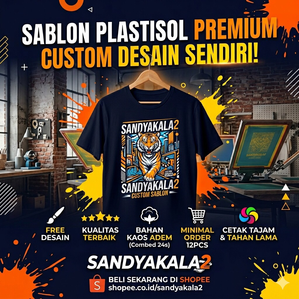 SABLON KAOS PLASTISOL PREMIUM, sablon plastisol desain sendiri