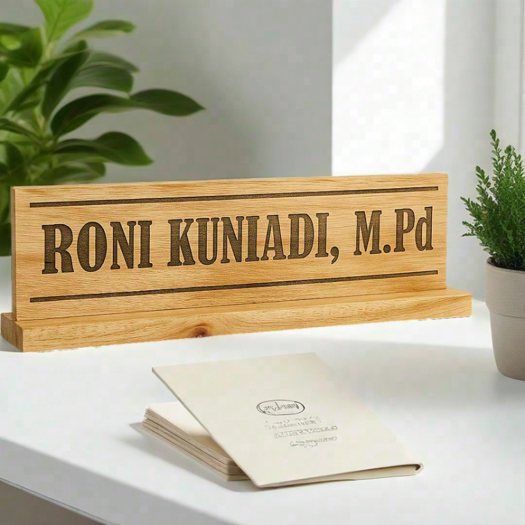 Papan Nama Meja Minimalis Bahan Kayu Solid