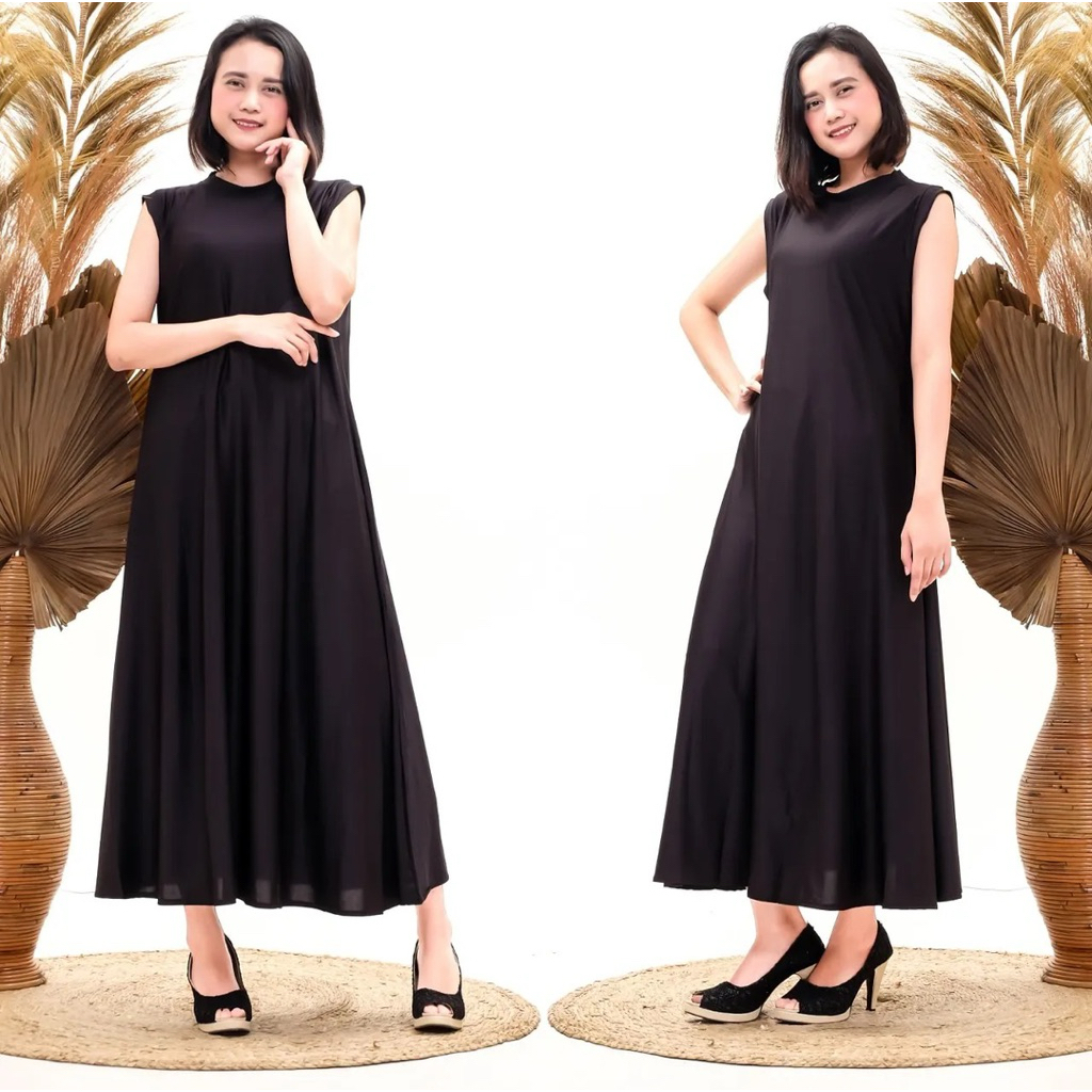 Inner Dress Panjang Wanita Tanpa Lengan Singlet Dalaman