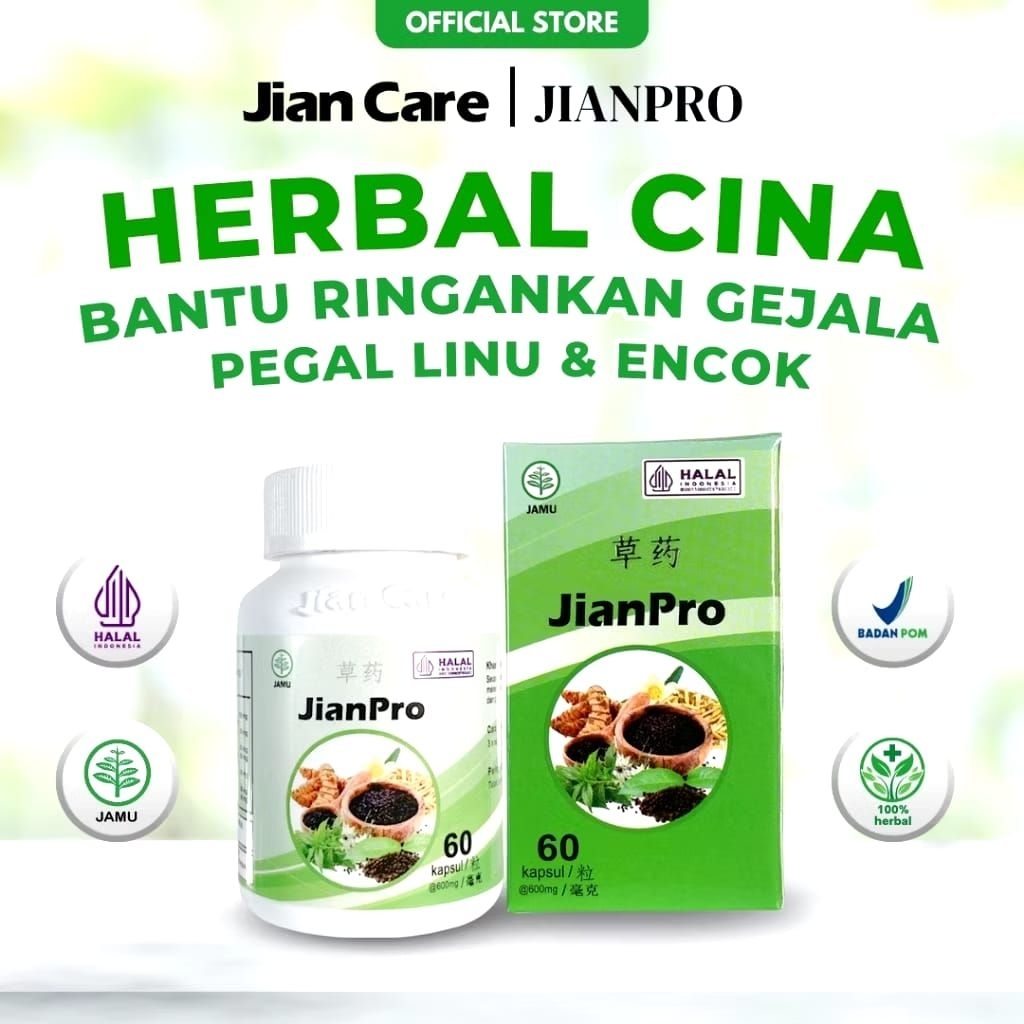 J-i-a-n-P-r-o Obat Herbal Kapsul Cina Untuk Mengatasi Nyeri Sendi & Asam Urat Rematik Original