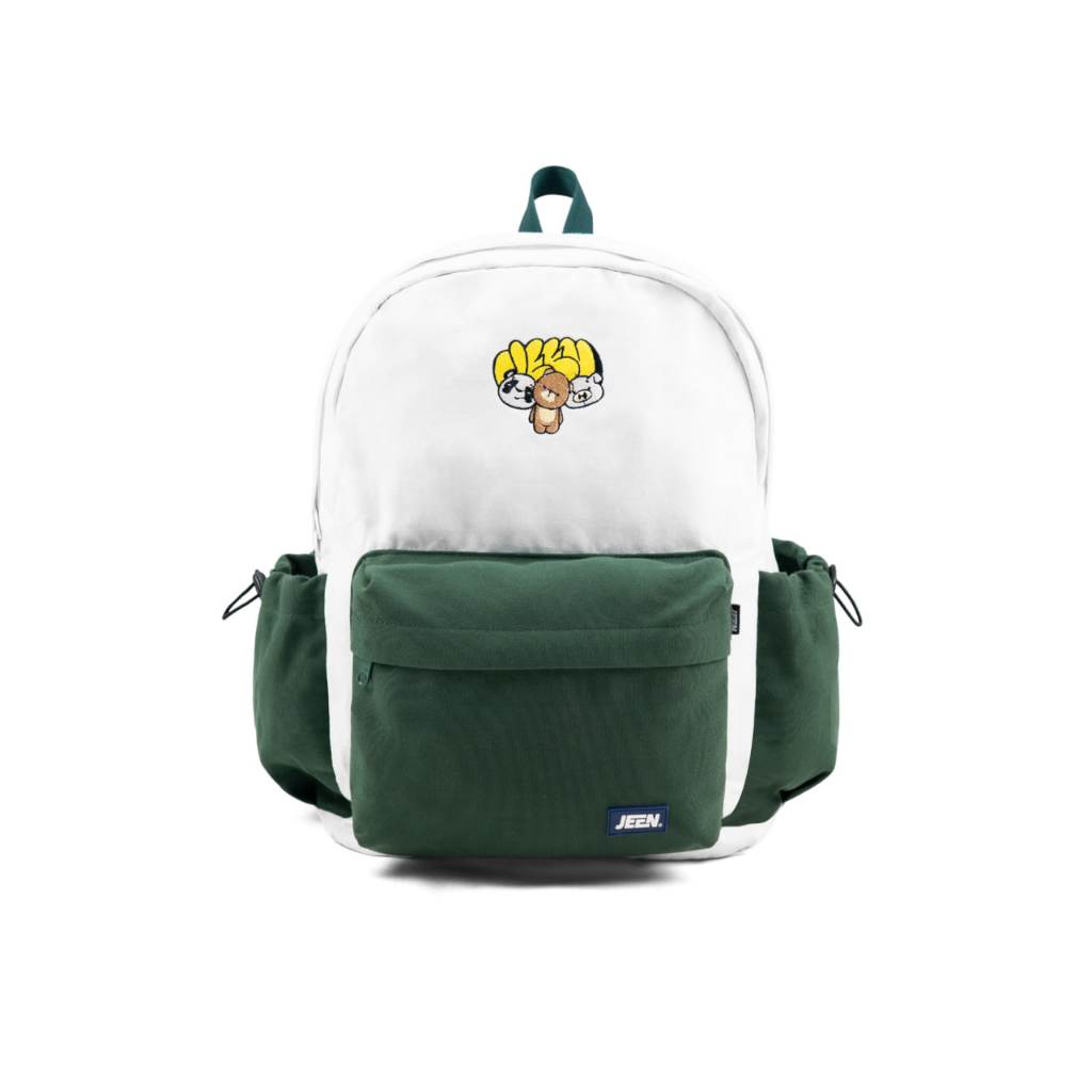 Cutto Army White Backpack - Tas Ransel Sekolah Canvas - Tas Ransel Pria Wanita - Tas Jeen Original