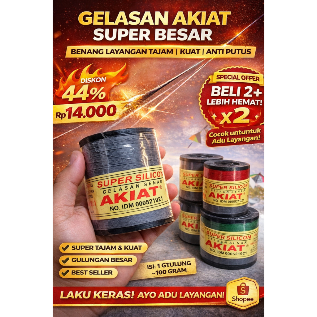 Gelasan Layangan Akiat Super Besar – Benang Layangan Tajam Kuat Anti Putus