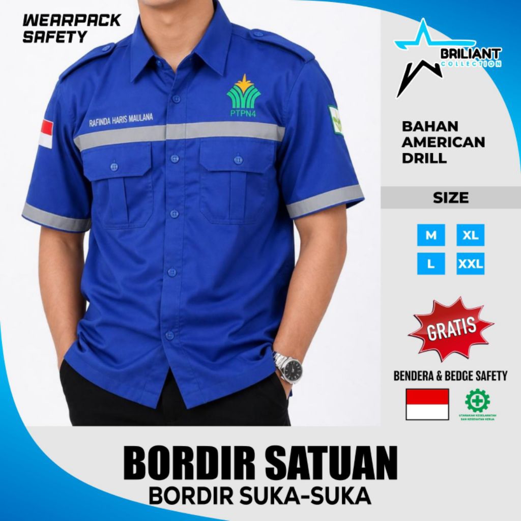 Wearpack Safety Lengan Kemeja Wearpack Safety Lengan Pendek Free Bordir Seragam Kerja Proyek Baju Te
