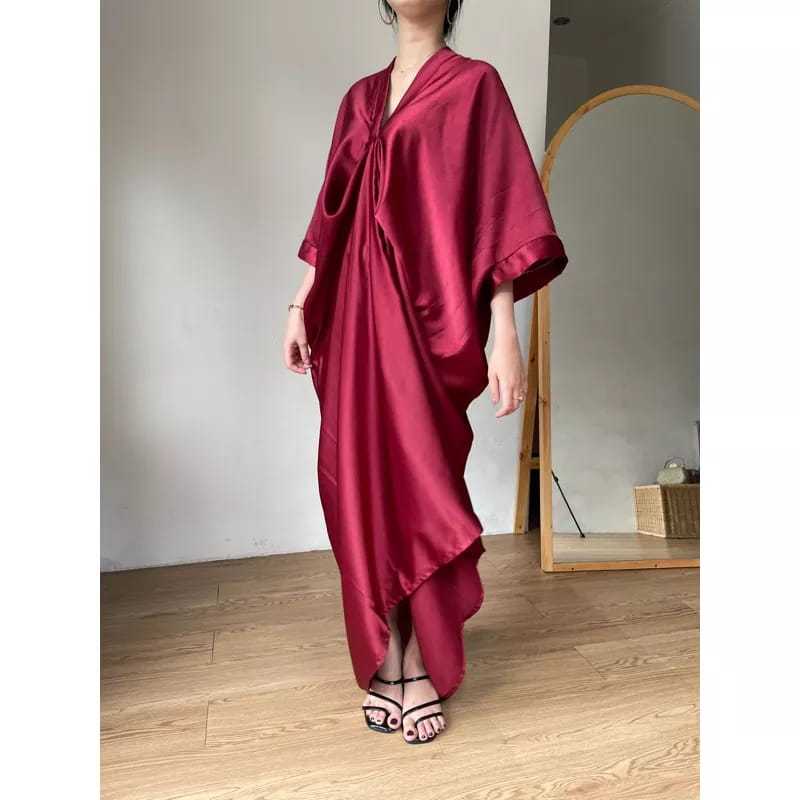 Gamis kaftan satin velvet premium || kaftan abaya polos termurah || dress satin maxmara terbaru