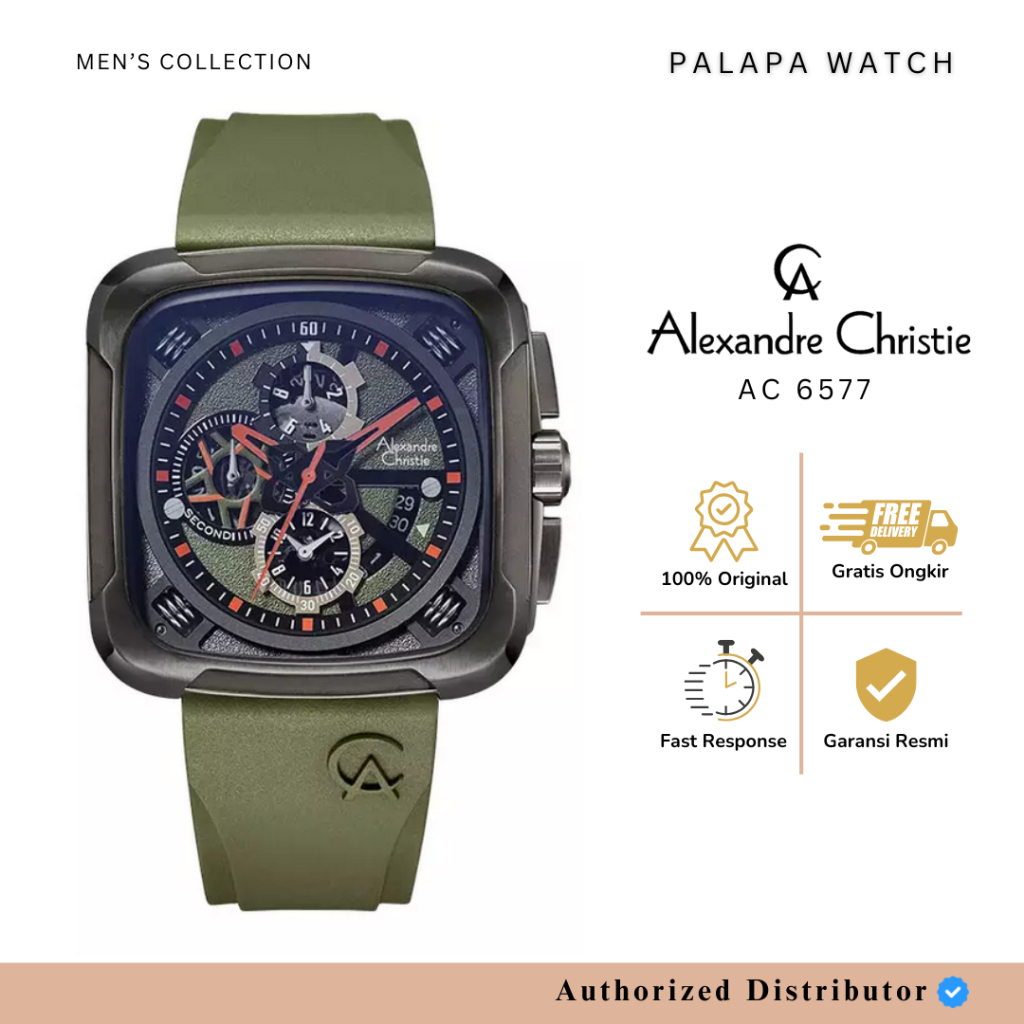 Jam Tangan Pria Alexandre Christie AC 6577 / ac6577 / 6577 Rubber Original