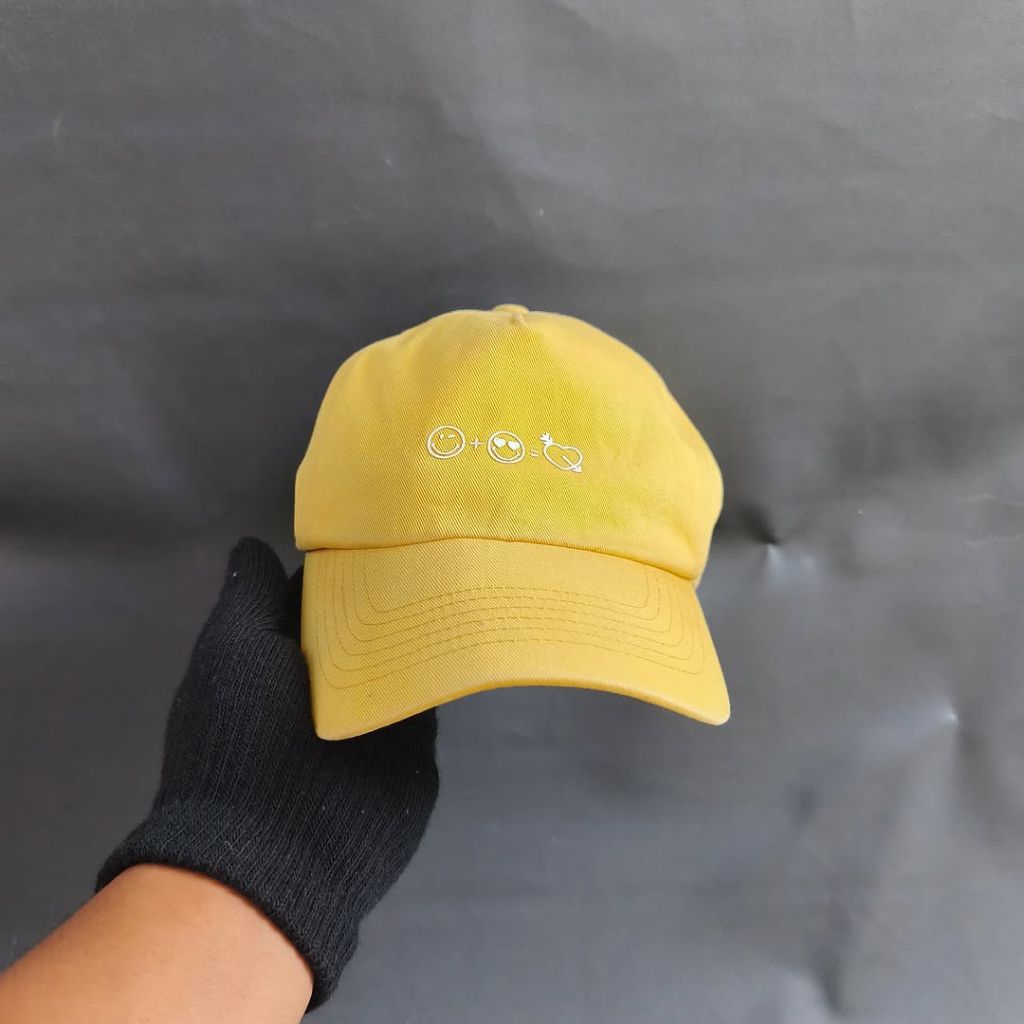 Topi Simple Cap Unisex Pria Wanita SMILEY Mustard