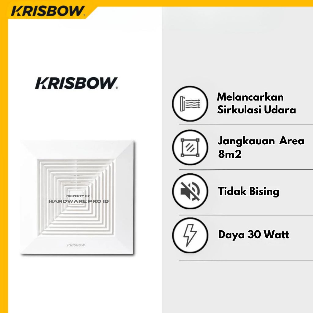 Krisbow 8 Inci Exhaust Fan Plafon Kipas Ventilasi Ceiling Fan Exhaust Pipe Fan Kipas Plafon Kamar Ma