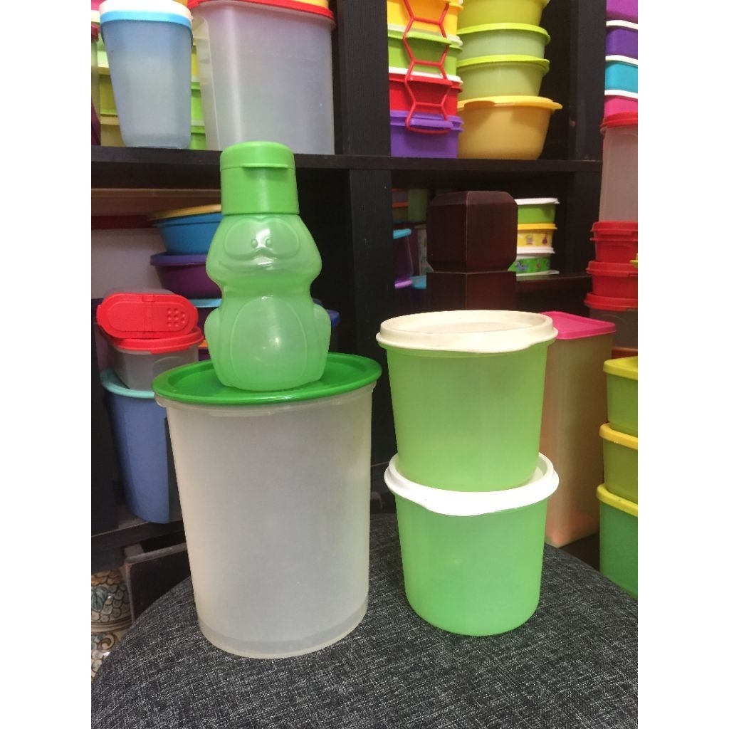Sepaket Tupperware Original Toples Tupperware Tumbler Ulir Tupperware Warna Hijau