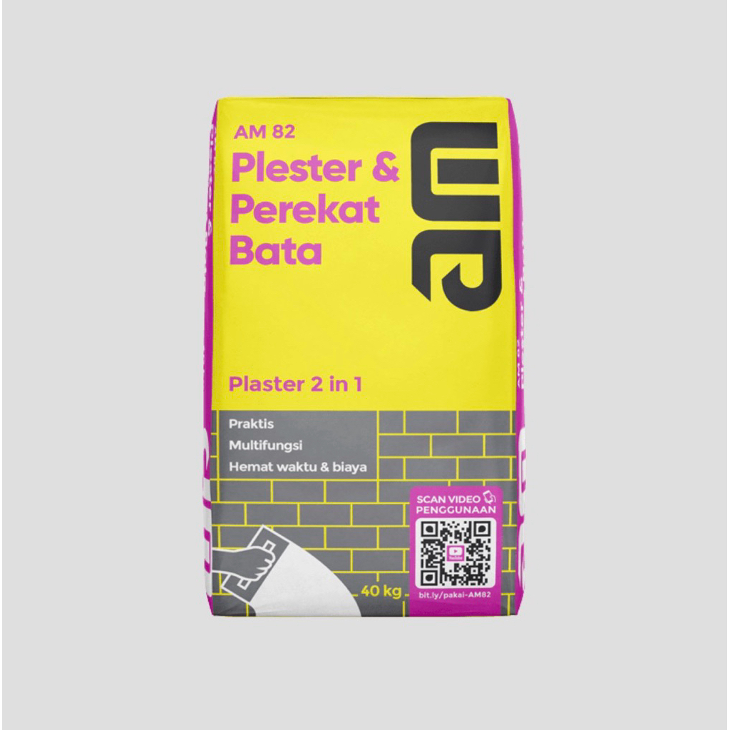 Semen AM 82 Plester & perekat bata 40 kg 2 in 1 - Praktis, Multi fungsi, hemat waktu & biaya