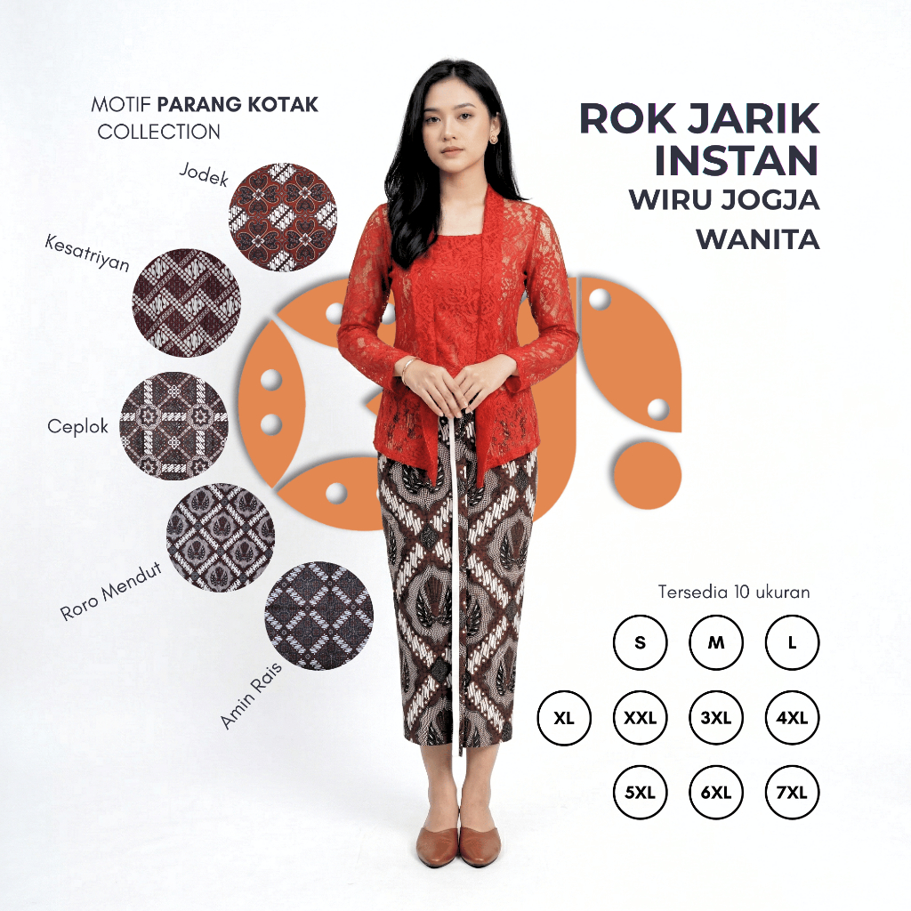 Rok Jarik Wiru Jogja Wanita Dewasa Rok Instan Pakaian Adat Jawa Batik Motif Lereng Kotak