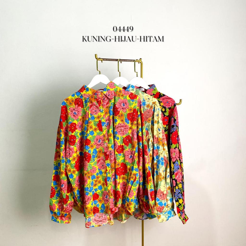 52862 - 04449 KEMEJA BUNGA BUNGA WANITA I KEMEJA MOTIF BUNGA WANITA I KEMEJA FLOWER WANITA I BAJU KE