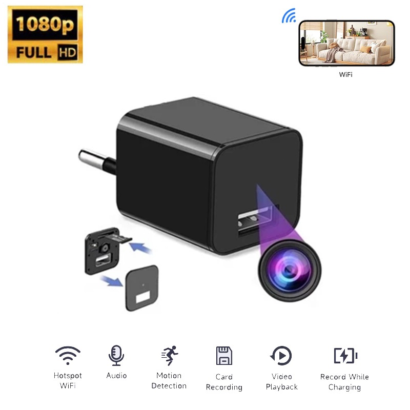 Kamera Mini Tersembunyi CCTV HD 1080P USB power adaptor charger video recorder Kamera Pengintai