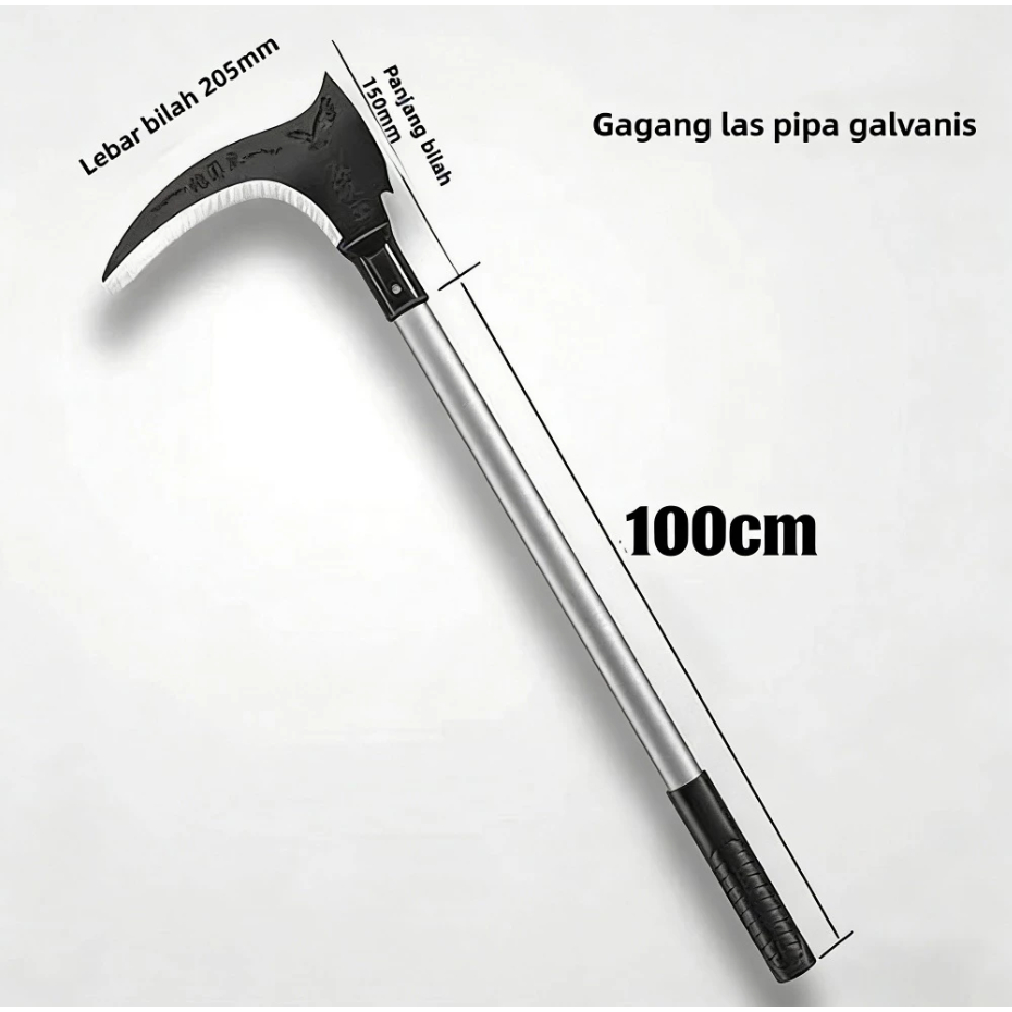 TERBARU Ukuran besar 100cm Alat Sabit Kapak Ganda Baja/Sabit Ranting Pohon/ Sabit Rumput/ Padi Pembe