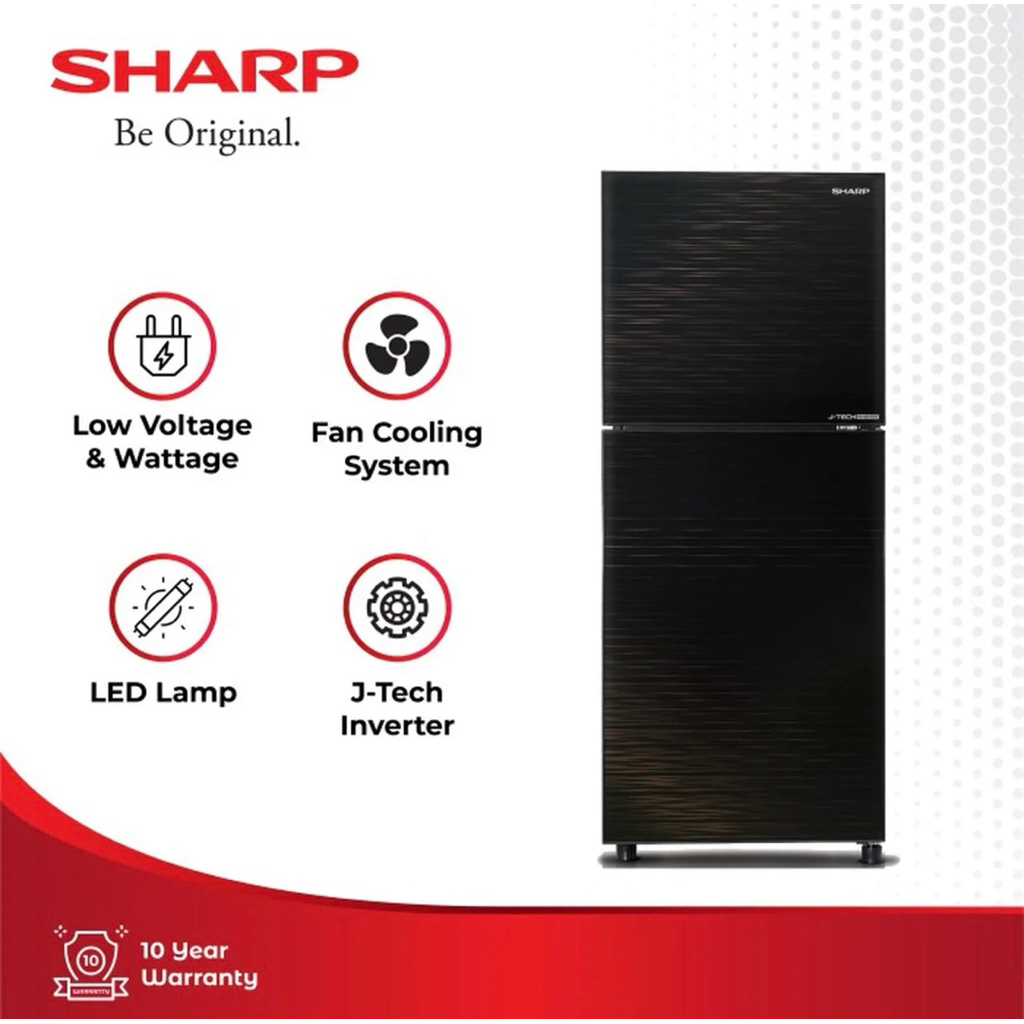 Sharp Kulkas 2 Pintu J-Tech Inverter 205 / 187 Liter SJ246XIMK (Unit Ex Display)