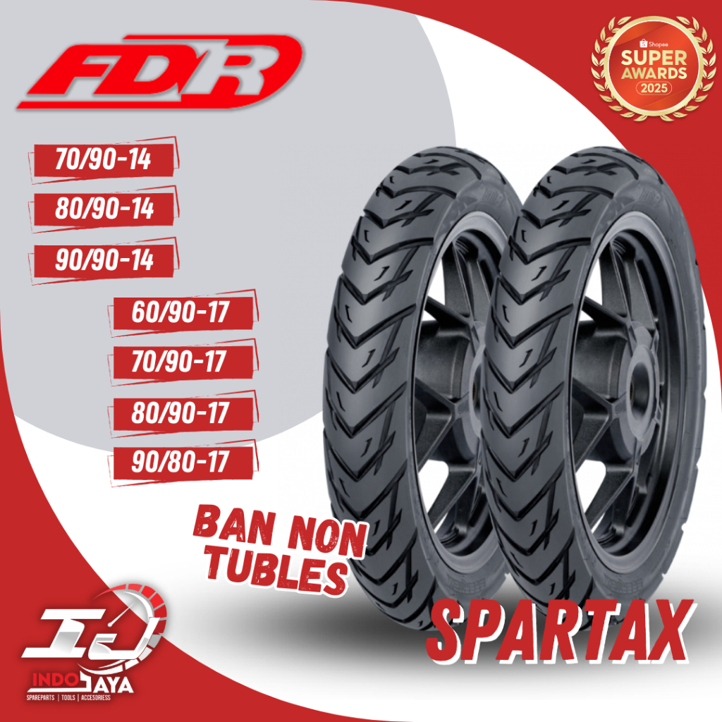 [COD] BAN FDR SPARTAX NON TUBLES / TUBETYPE ( 70/90-14 , 80/90-14 , 90/90-14 , 60/90-17 , 70/90-17 ,