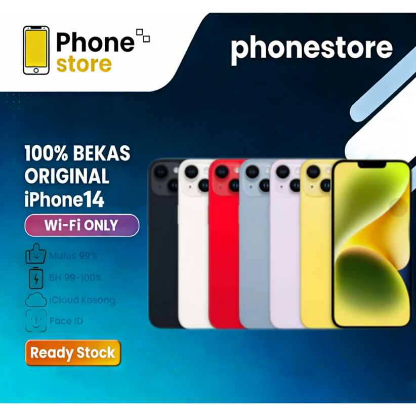 Phonestore IPhone 14 WIFI ONLY Game/Live 128GB/256GB/512GB Bekas Second Original Mulus Fullset