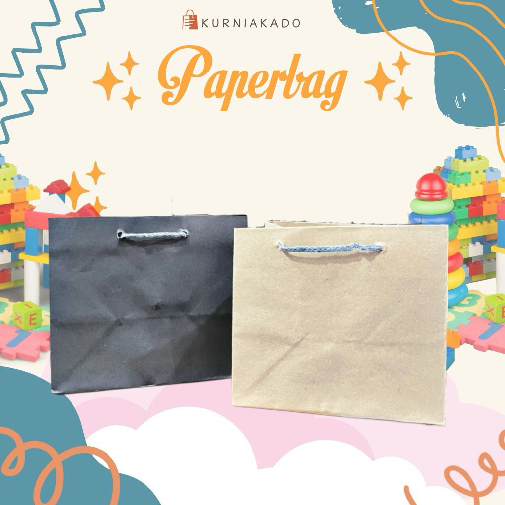 Tas Kado Paperbag mini Paper Bag Lucu coklat hitam polos handbag Kurnia kado