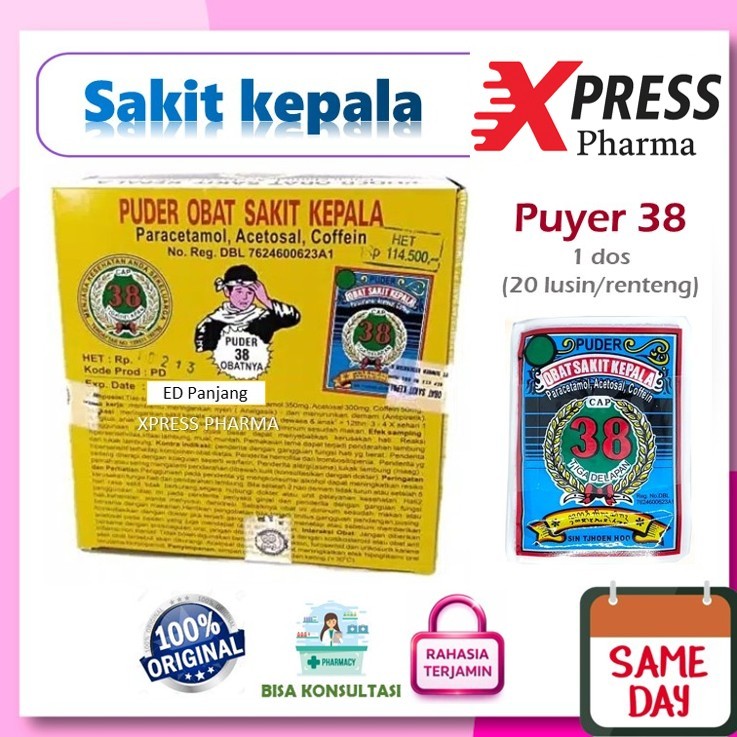 XPRESS  DUS / BOX Puyer 38 Obat Sakit Kepala Nyeri Sendi Gigi Puyer38 cap Zx