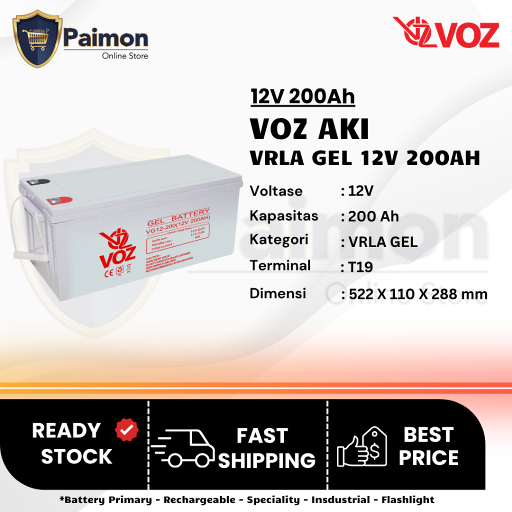 Aki Kering 12V 200 Ah Gel Voz Aki kering 12V 200 Ah GEL Baterai 200 Ah Gell Baterai Solar Cell 200 A