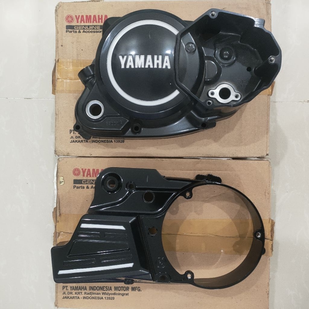 Cover, crankcase 1-2 paket bak magnet bak kopling lis putih Yamaha RX-King RXKing RXK Orig 3KA-E5411
