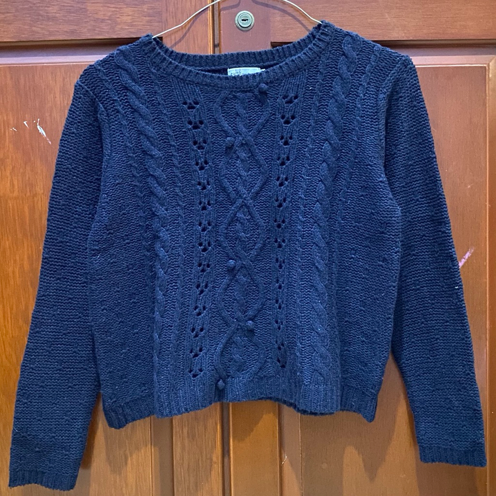 [Preloved] Earth Music & Ecology Navy Cable Knit Sweater