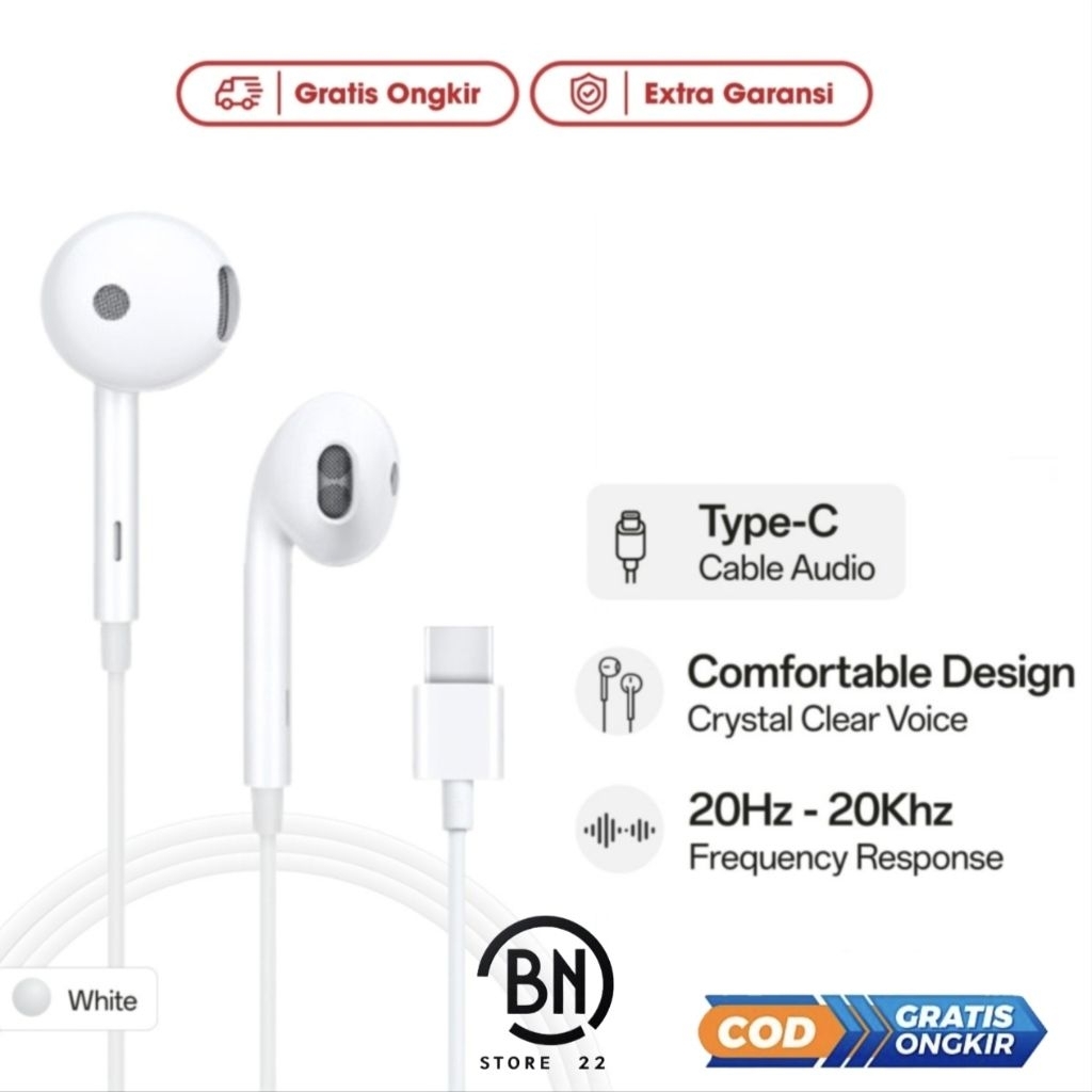 Headset Oppo Type C Handsfree Earphone Type C Bass Premium