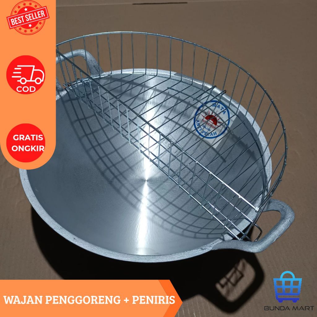 Wajan penggoreng + peniris/ kekenceng/ penggorengan