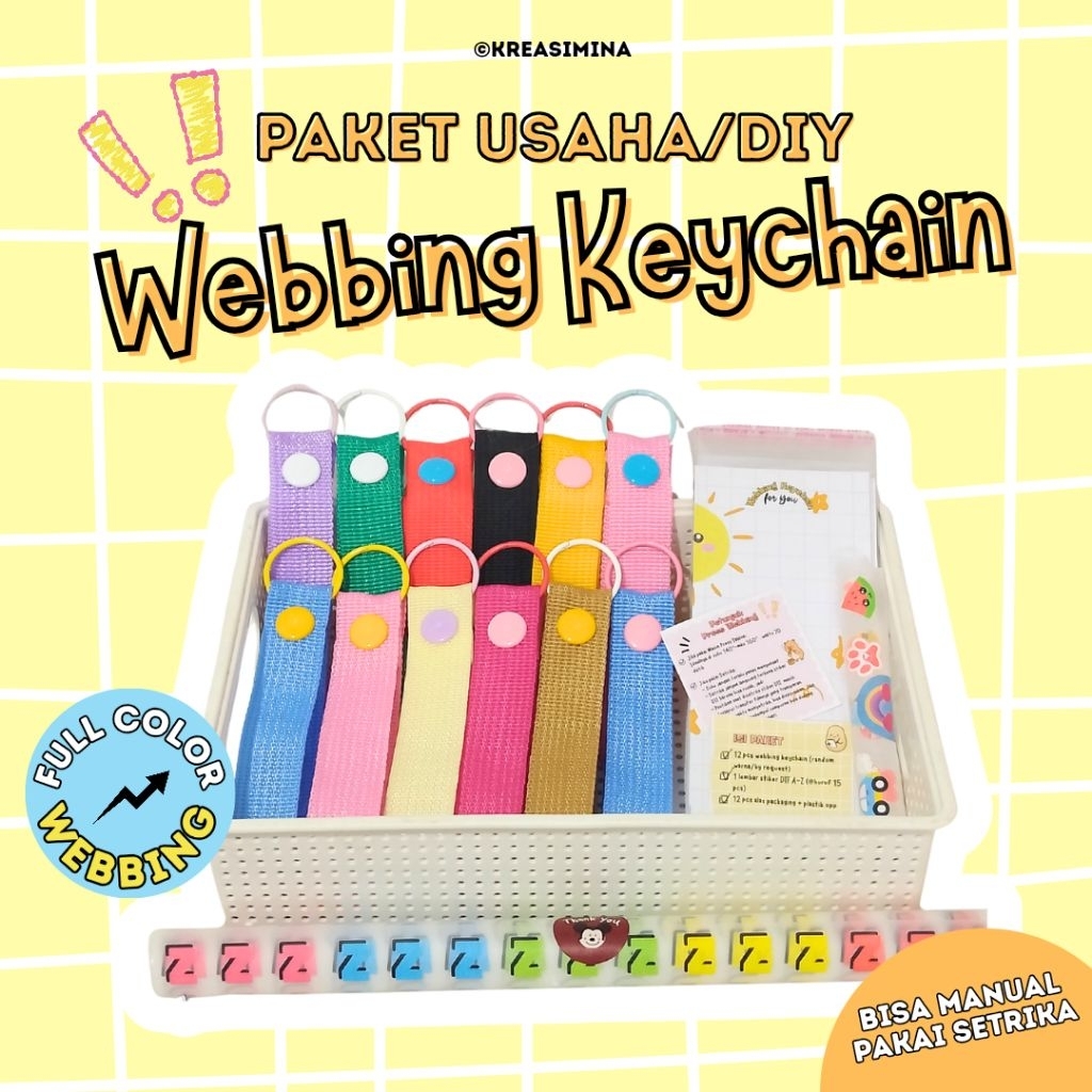 Paket Usaha/DIY Webbing Keychain | Stiker DTF