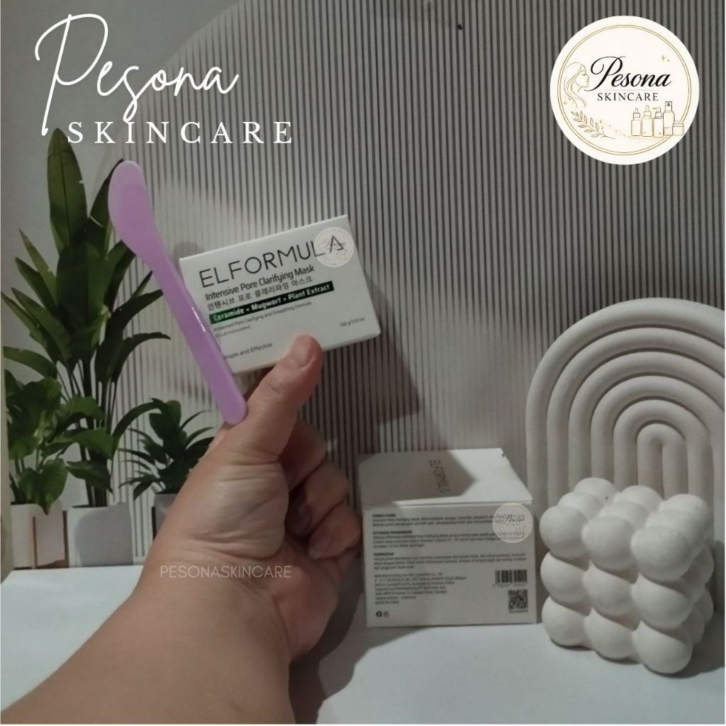 Free Spatula - Masker Pembersih Pori Wajah dan Mencerahkan Kulit - Elformula Mugwort Mask 100gr
