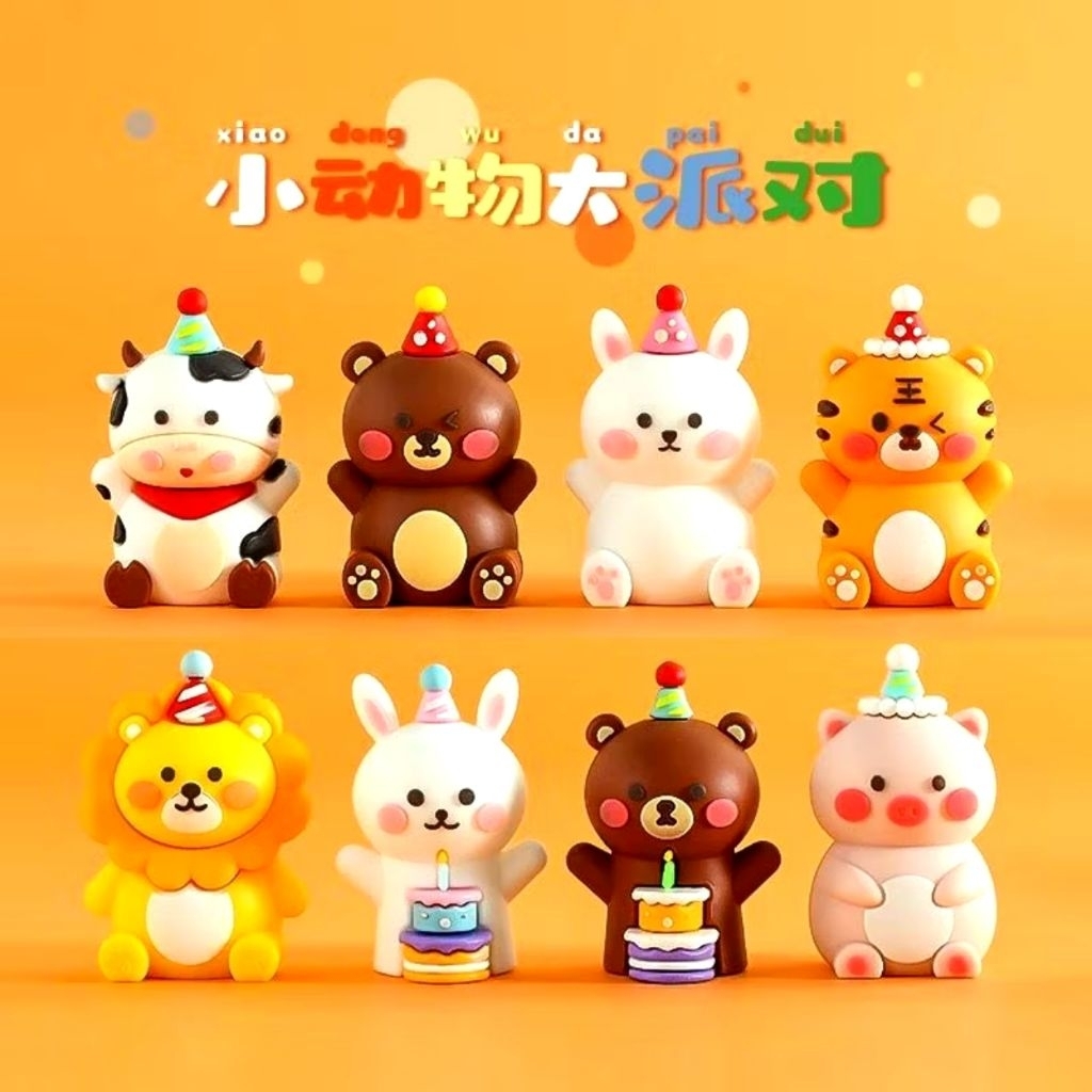 PAJANGAN TOPPER ULANG TAHUN 3D MAINAN HEWAN ANIMAL HAPPY BIRTHDAY KUE ANAK HIASAN CAKE/HIASAN KUE UL